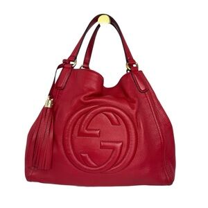 Gucci Red Soho Pebbled Leather Hobo with Tassel